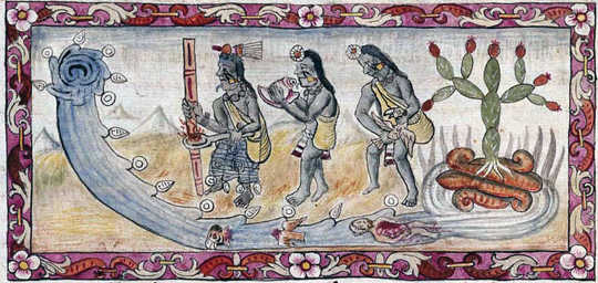 The most deadly and disruptive floods would be talked about for years to come. Here Aztecs perform a ritual to appease the angry gods who had flooded their capital.