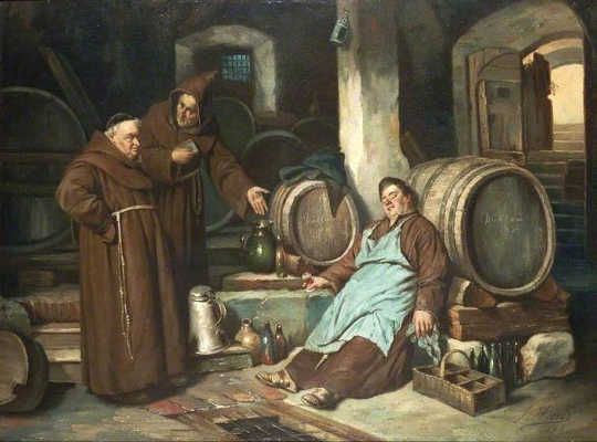 Monks in a cellar.