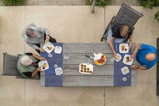 Sitting far apart or even at separate tables outside will reduce the chance of spreading the coronavirus