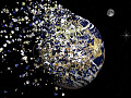 a globe of Planet Earth made up of trillions of hearts
