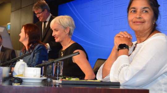 Tanya Monro (left), Emma Johnston (centre) and Nalini Joshi (right) at the National Press Club. National Press Club of Australia