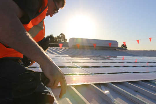 The solar cells can be installed with little more than sticky tape. 