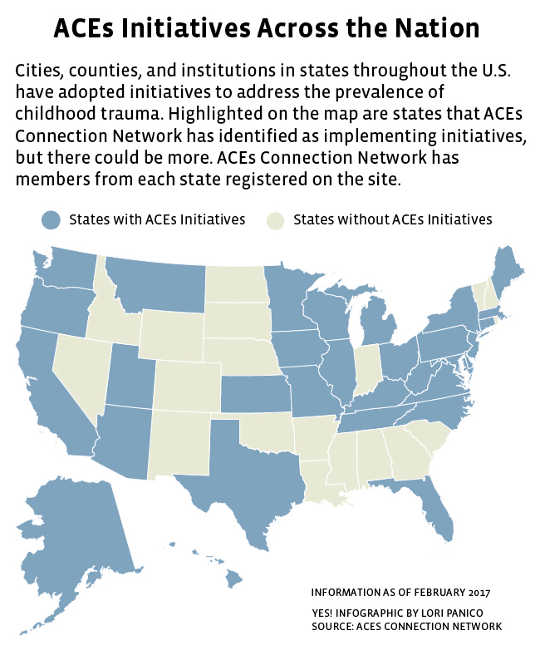 ACEs Initiatives (town adopted trauma informed care decrease in crime and suspension rates)