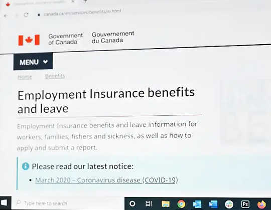 The employment insurance section of the Government of Canada website