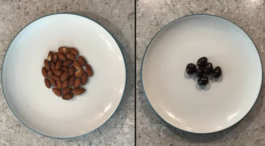 Which plate has more calories?  (why we re so bad at counting the calories we eat drink or burn)
