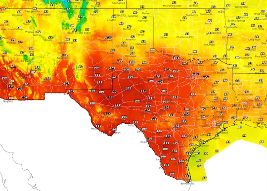 قبة الحرارة فوق تكساس 6 27