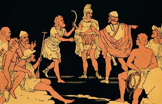 Son of the warrior Achilles and the princess Deidamia in a scene from the Greek mythology.