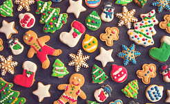 sugar cookies coated with brightly colored icing dyes