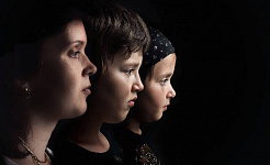 side image of three women's faces... from adult to child