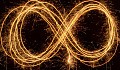 the infinity symbol made up of strands of light